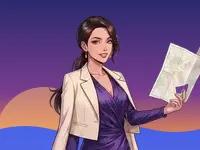 A woman holding a folded map against a sunset sky