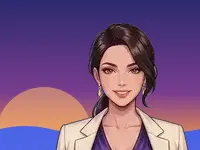 A woman against a sunset sky